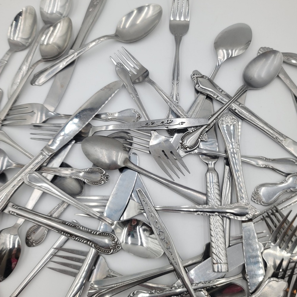 55pc Mixed Bulk Lot Stainless Flatware Assorted Silverware for‎ Crafts Upcycling - Picture 5 of 6